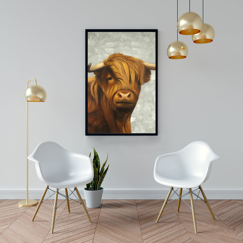 Toile de bovins des Highlands | Décoration rustique pour chambre à coucher