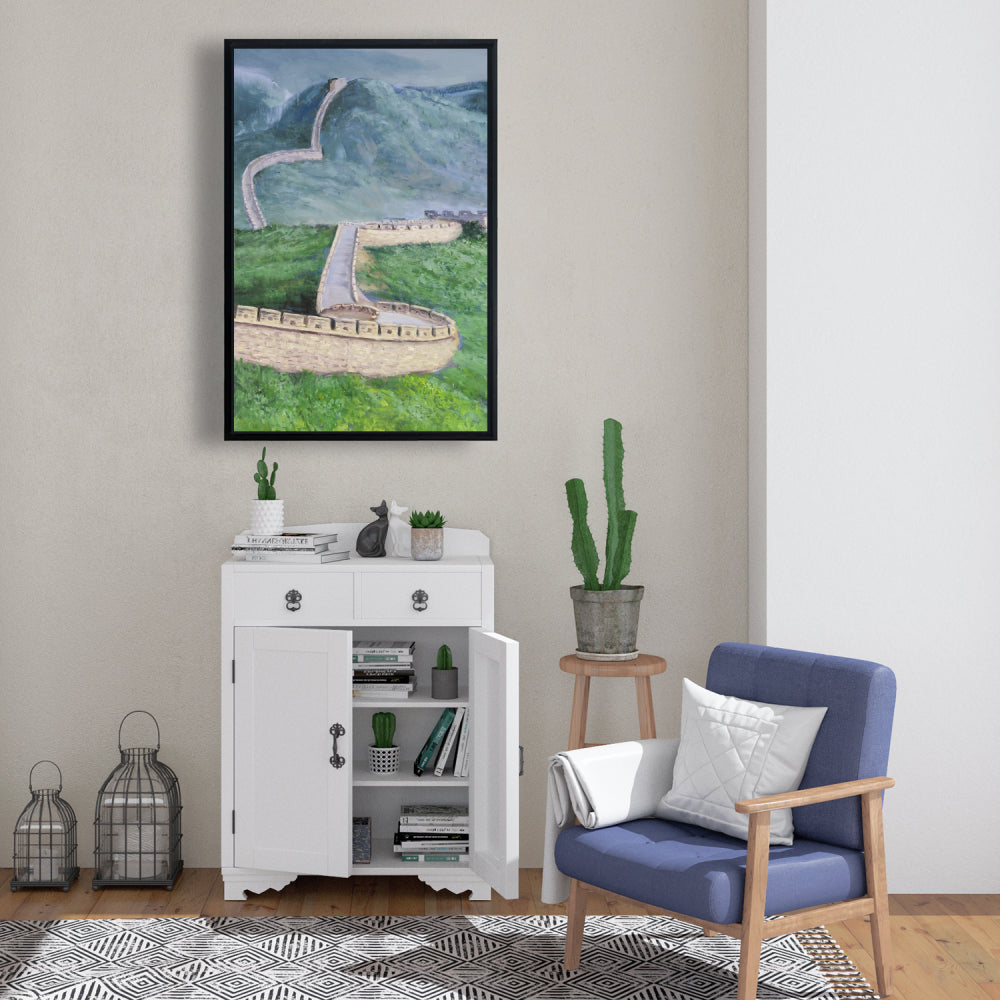Great Wall of China Framed Canvas | Modern Bedroom Decor
