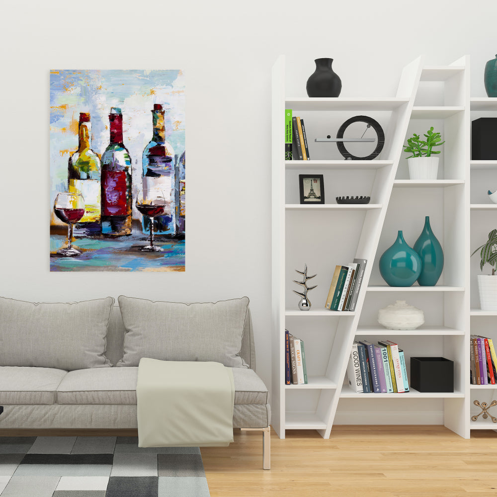 Wine Tasting Blue Canvas - Home Decor Kitchen Art