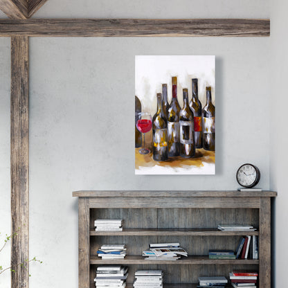 Red Wine Bottles Canvas | Contemporary Kitchen Wall Decor