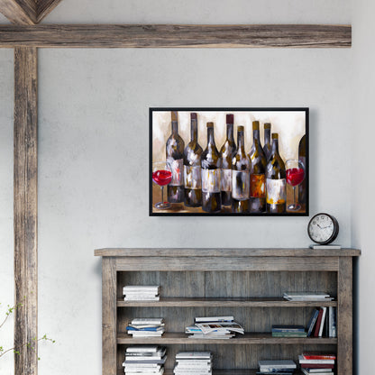Toile encadrée contemporaine avec vin rouge - Décoration murale