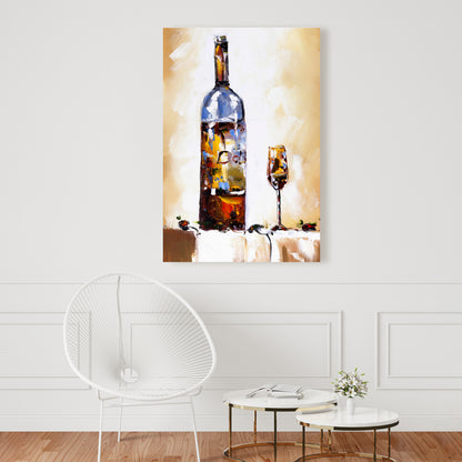White Wine Kitchen Canvas - Brown Gastronomy Home Decor