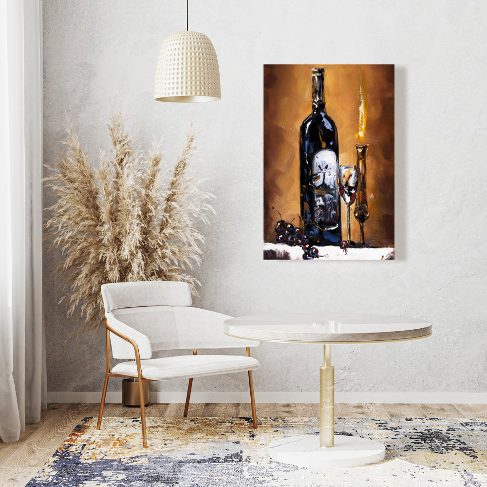 Candlelit Wine Canvas | Contemporary Home Decor Art