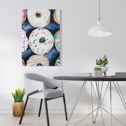 Watercolor Doughnuts Canvas - Delicious Home Decor Art