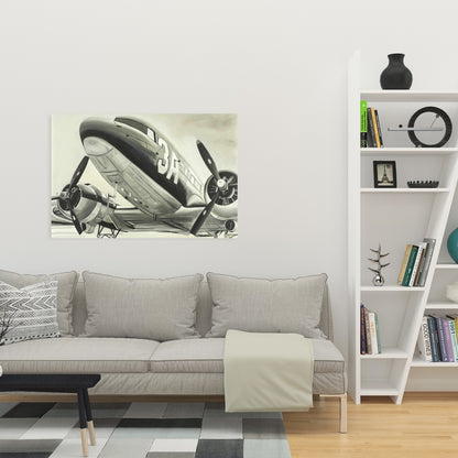 Vintage Airplane Canvas | Black Aviation Decor for Home