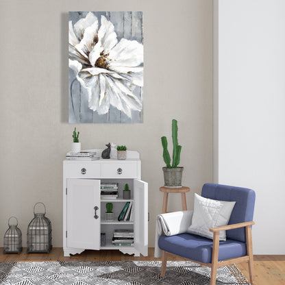 Floral & Botanical Blue Bedroom Canvas - Flower on Wood Decor