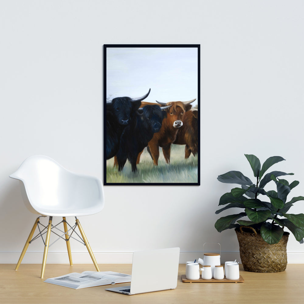 Highland Cows Canvas | Western Farm Animal Bedroom Decor