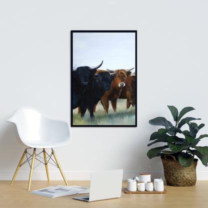 Highland Cows Canvas | Western Farm Animal Bedroom Decor