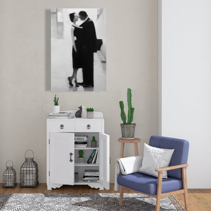 Couple in the Street Canvas - Figurative White Woman Wall Art