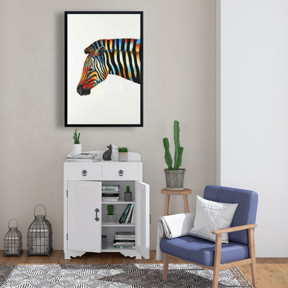 Toile encadrée Zèbre coloré | Art animalier exotique pour la décoration intérieure