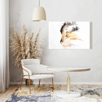 Gray Bedroom Canvas - Watercolor Cat Face Profile Home Decor