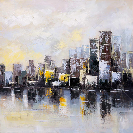 Toile de construction de villes industrielles | Ville abstraite au matin