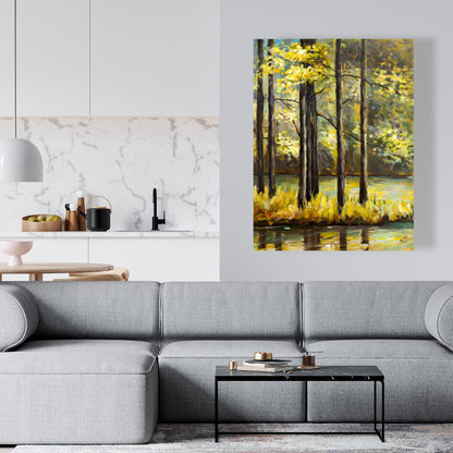 Trees in Lake Canvas - Contemporary Home Decor Art