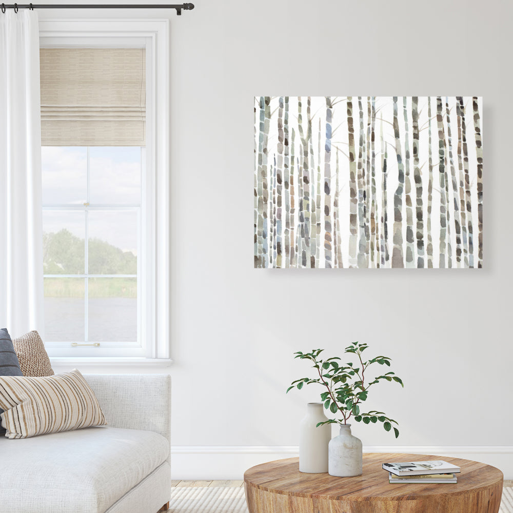 Minimalist White Birch Trees Canvas | Forest Home Decor