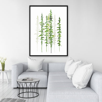 Minimalist Green Trees Framed Canvas | Home Decor Wall Art
