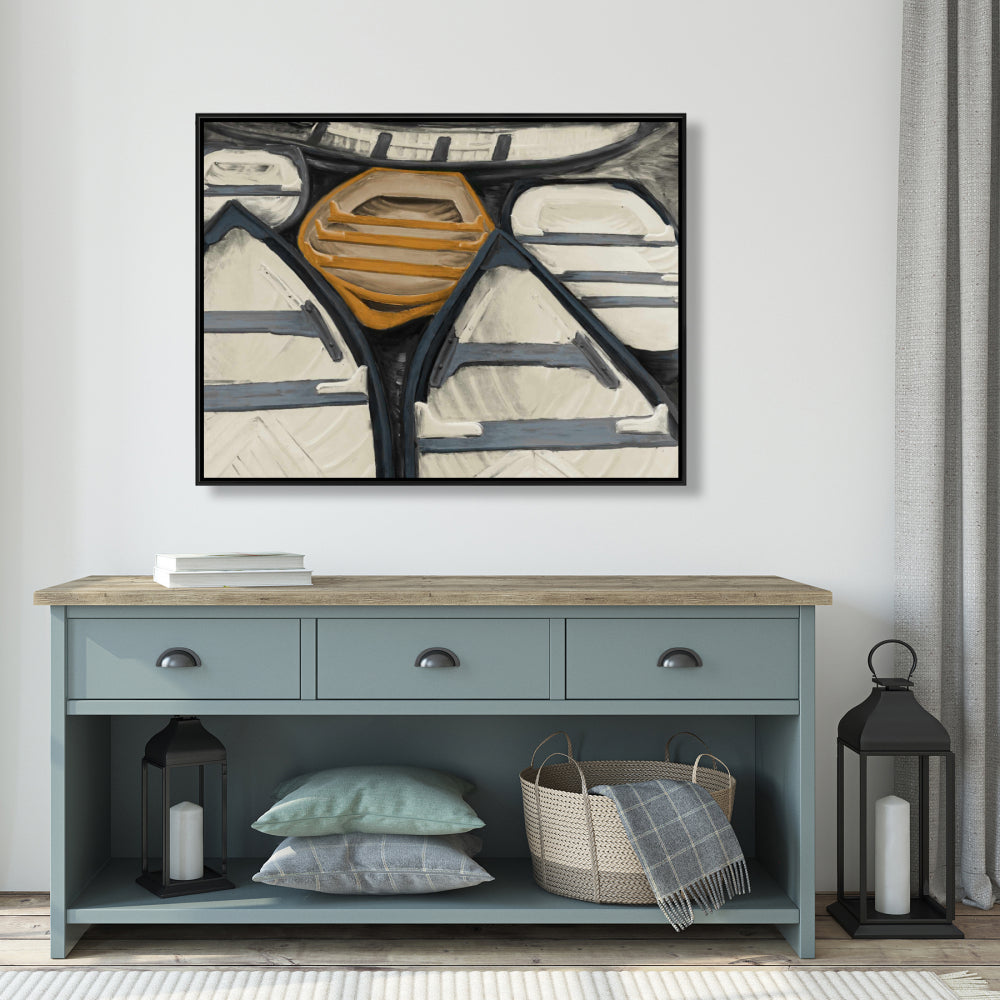 Toile encadrée Canoës - Décoration de salle de bain, bateau, art marin