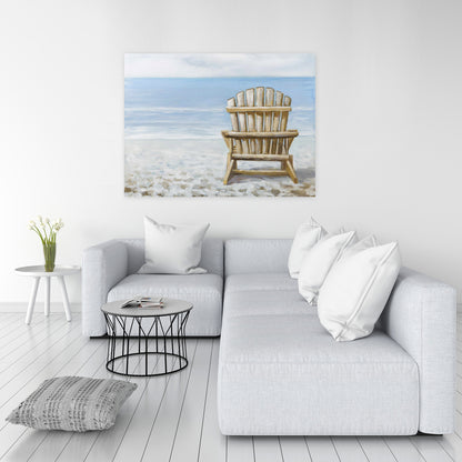 Wood Beach Chair Canvas | Coastal Home Decor Wall Art
