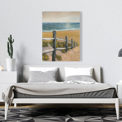 Quiet Seaside Canvas - Blue Bedroom Contemporary Wall Art