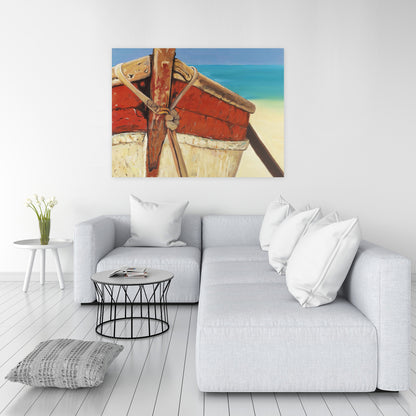 Boat Bedroom Blue Canvas | Tied Up Rowing Boat Decor