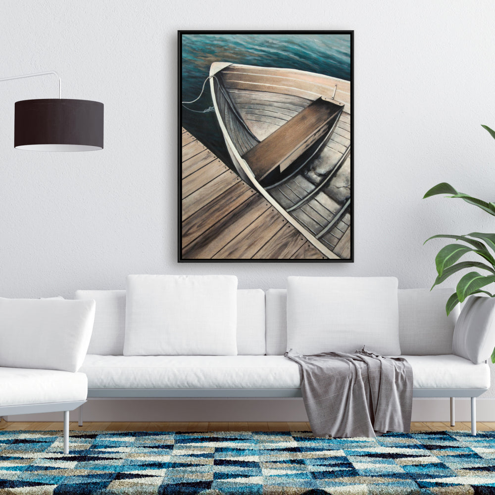 Abandoned Rowboats Coastal Canvas - Boat Bedroom Wall Art Decor