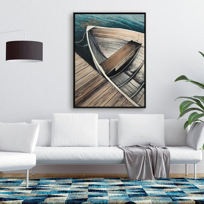 Abandoned Rowboats Coastal Canvas - Boat Bedroom Wall Art Decor
