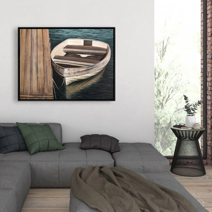 Coastal Bedroom Canvas - Rowboats Framed Art for Home Decor