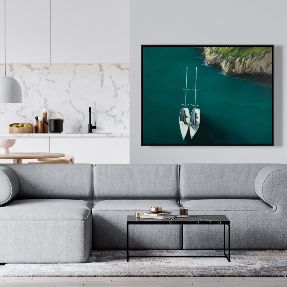 Smooth Sailing Marine Coastal Bedroom | Framed Canvas Decor