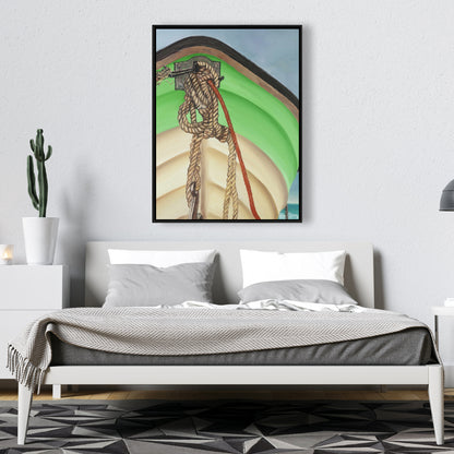 Sailing Rowing Boat Canvas - Marine Blue Framed Home Decor