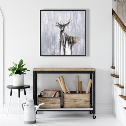 Toile encadrée « Cerf abstrait hivernal » | Décoration d'intérieur et de chambre