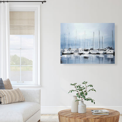 Blue Boat Coastal Canvas - Boats at the Dock 2 Home Decor