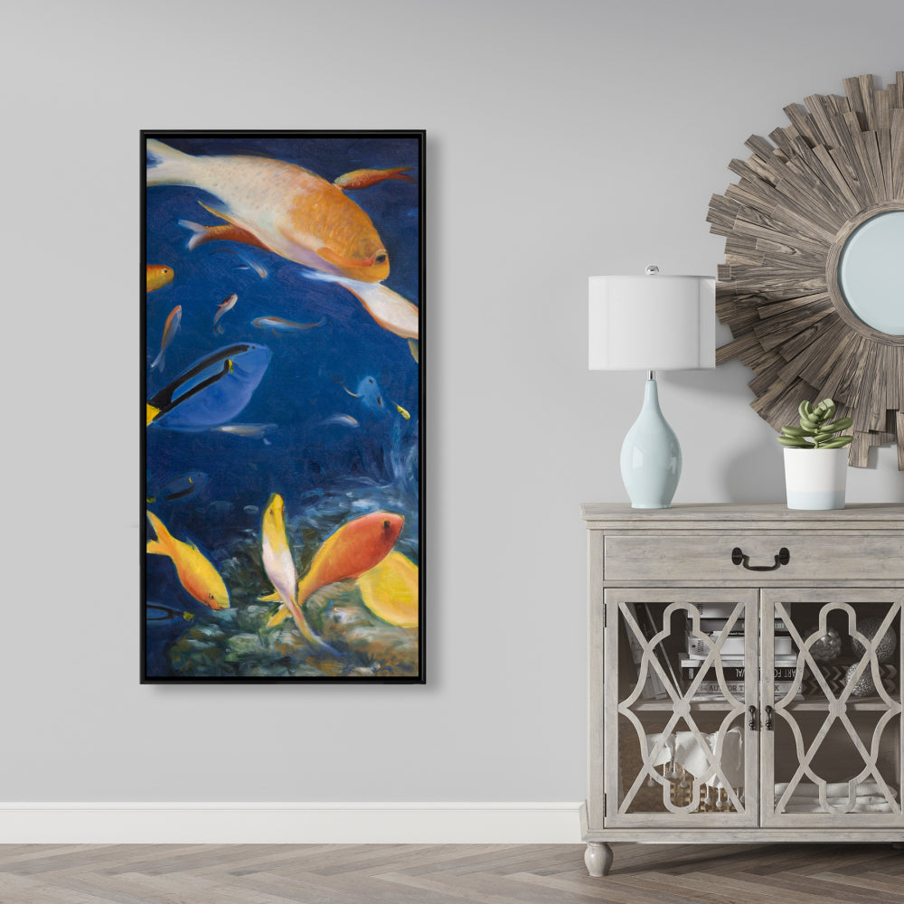 Toile encadrée « Poissons colorés sous la mer » – Décoration d'intérieur exotique