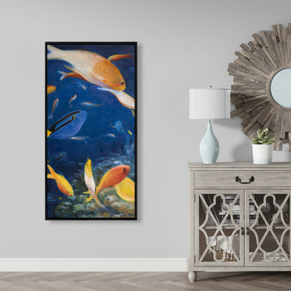 Toile encadrée « Poissons colorés sous la mer » – Décoration d'intérieur exotique