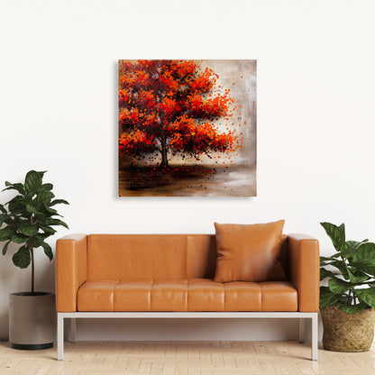 Tree with Dotted Leaves Canvas - Modern Bedroom Wall Art