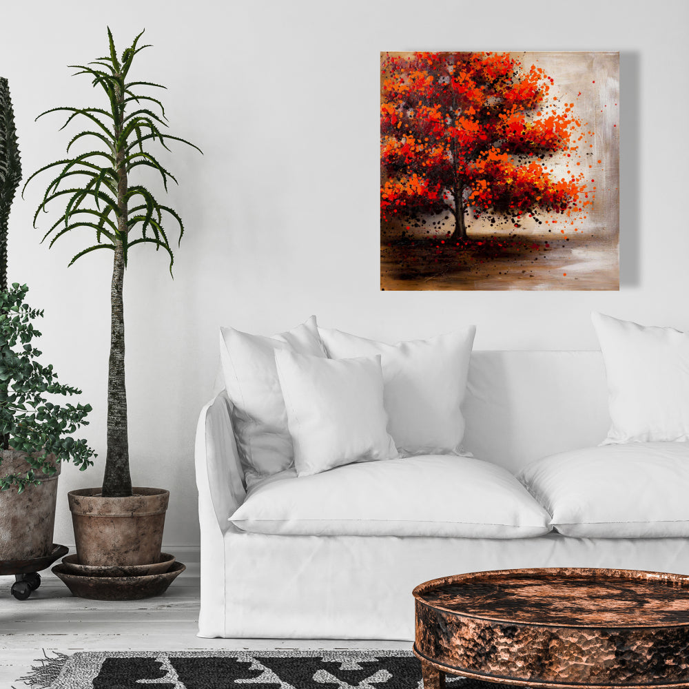 Tree with Dotted Leaves Canvas - Modern Bedroom Wall Art