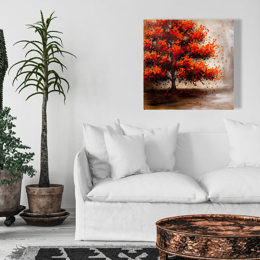 Tree with Dotted Leaves Canvas - Modern Bedroom Wall Art