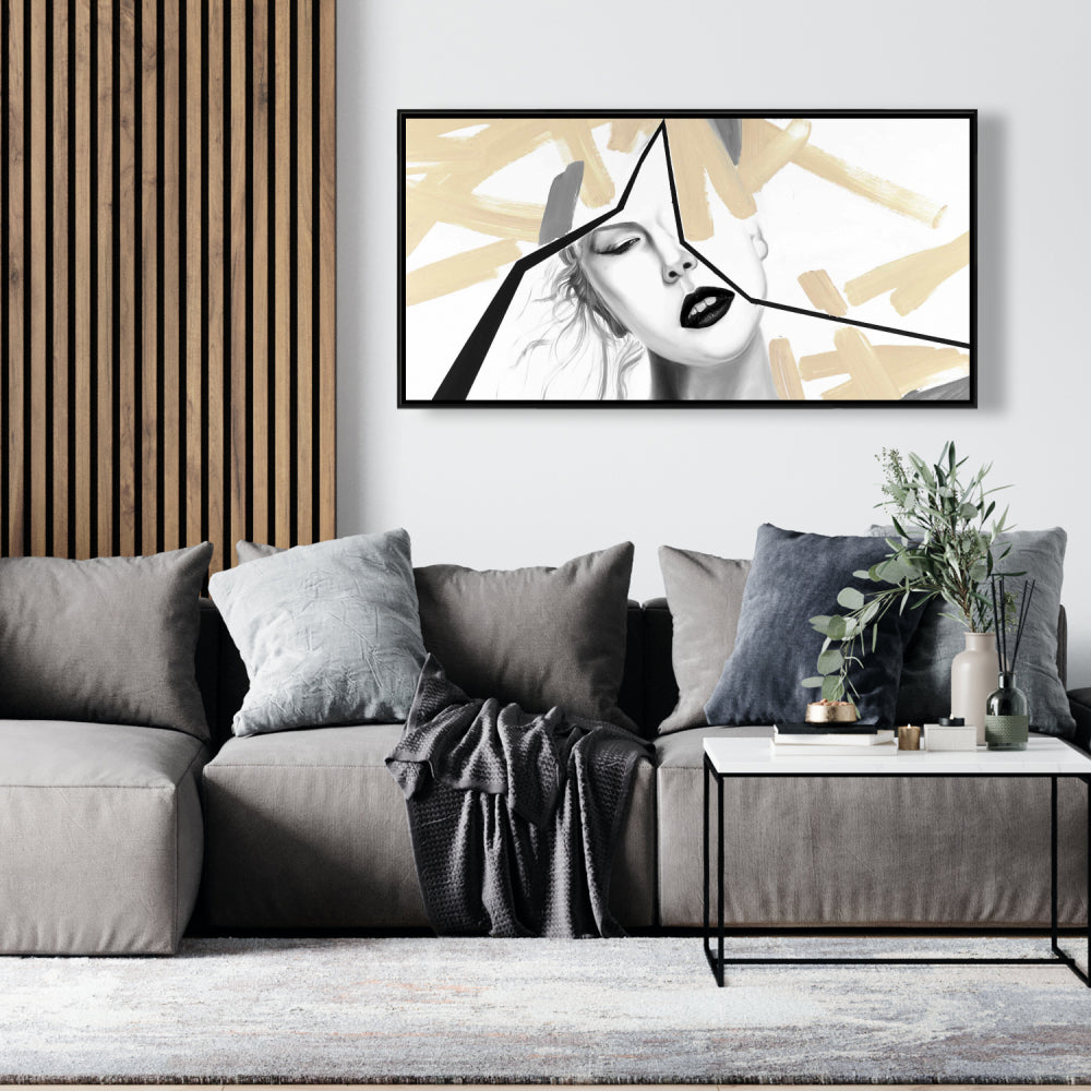 Toile encadrée moderne « Femme divisée » | Décoration de chambre