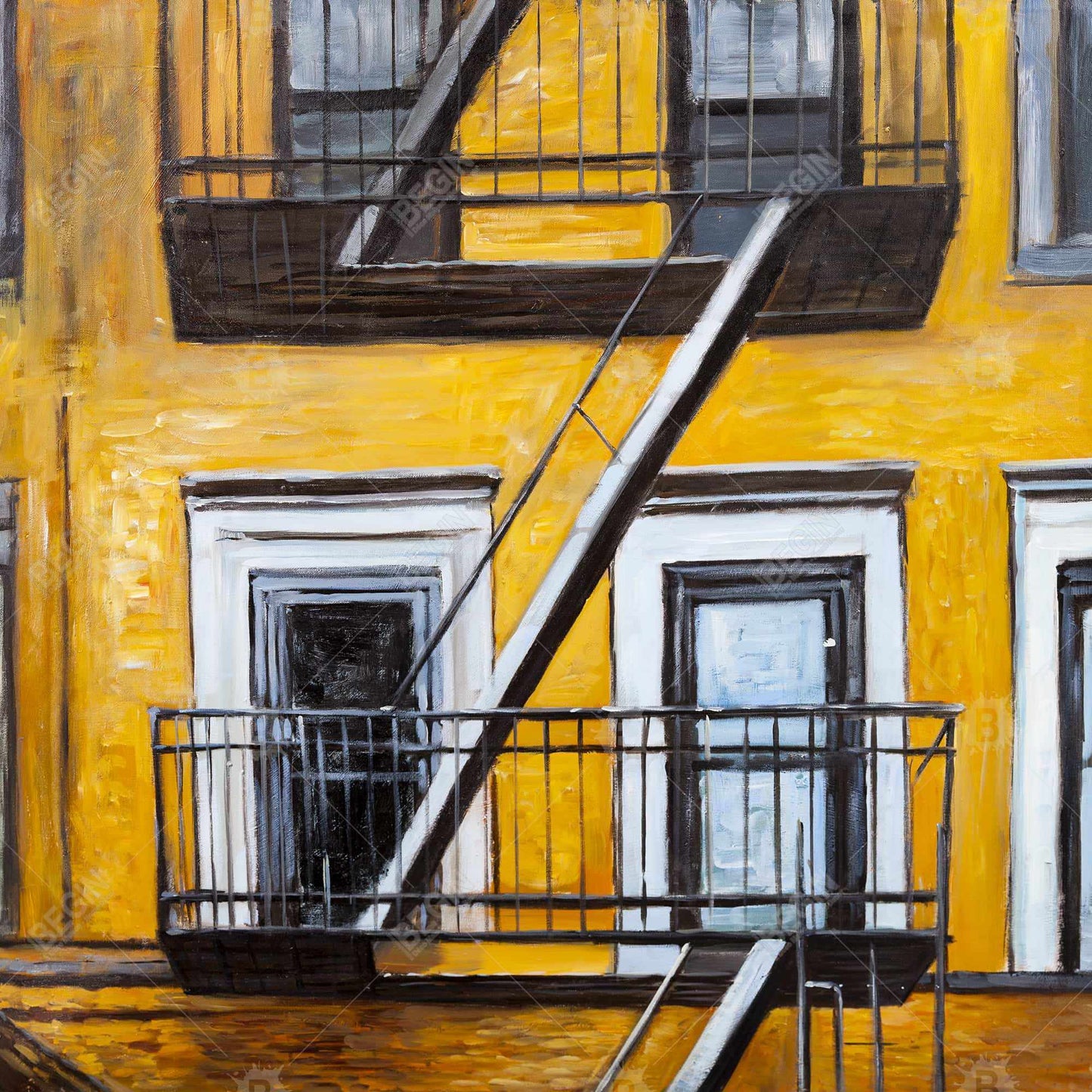 Toile représentant un ancien escalier de secours | Décoration de chambre contemporaine