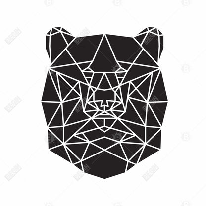 Toile tête d'ours géométrique | Décoration animalière monochrome
