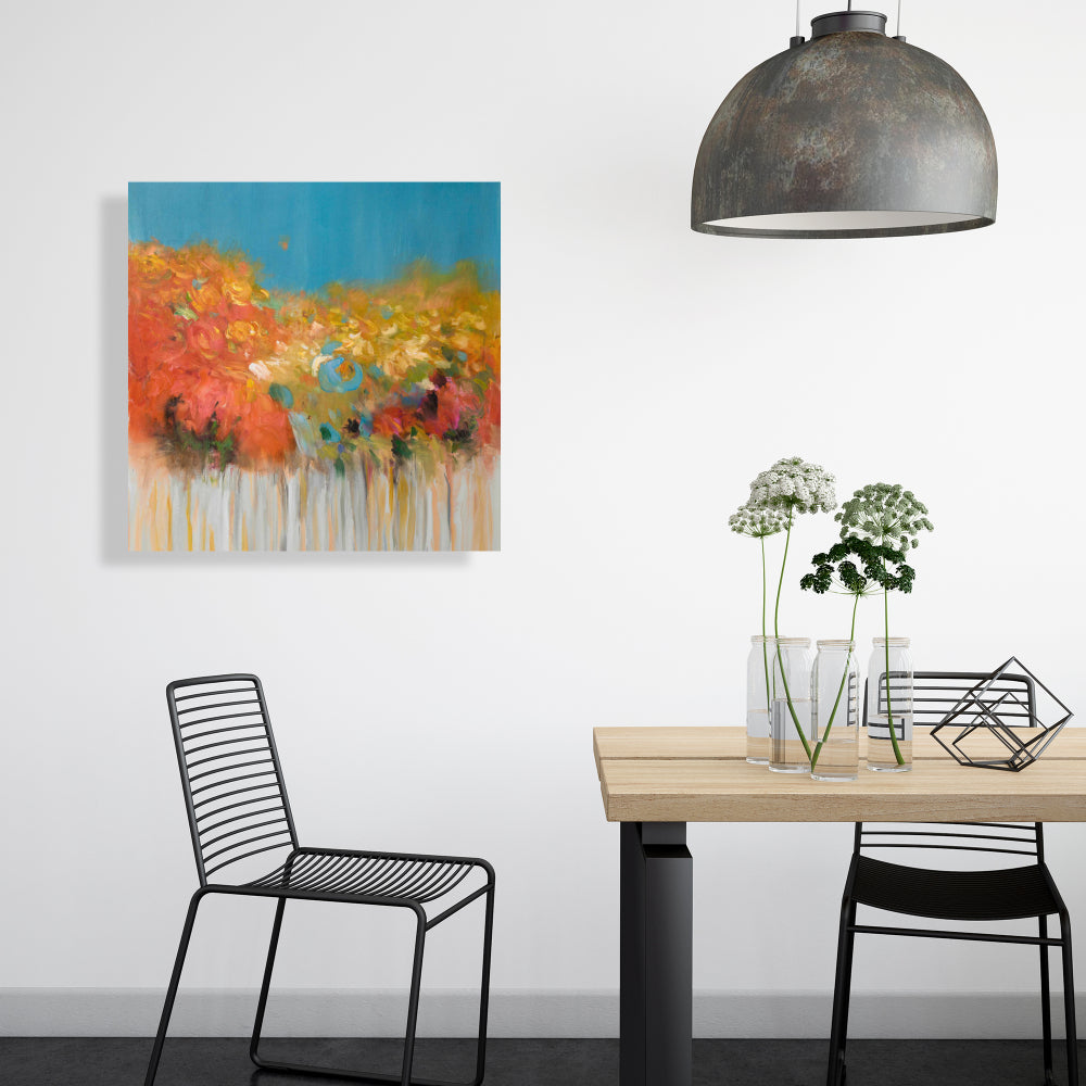 Modern Blue Canvas - Colorful Abstract Flowers for Bedroom Decor