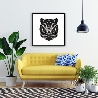Toile tête d'ours géométrique | Décoration animalière monochrome