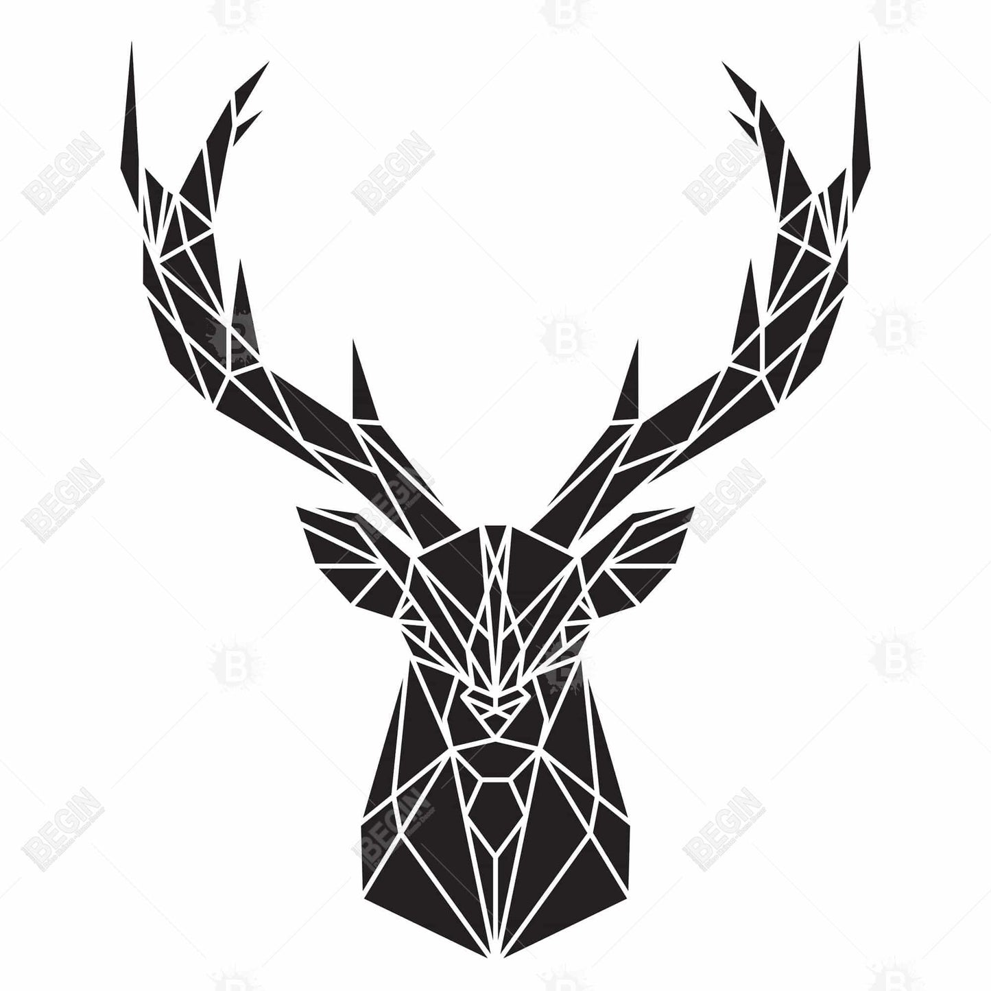 Toile géométrique à tête de cerf | Décoration d'intérieur encadrée de style industriel