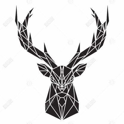 Toile géométrique à tête de cerf | Décoration d'intérieur encadrée de style industriel