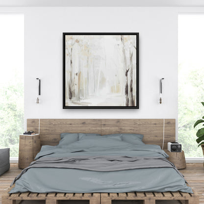 Winter Forest Modern Bedroom Canvas - Framed Home Decor