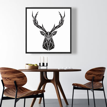 Toile géométrique à tête de cerf | Décoration d'intérieur encadrée de style industriel