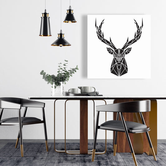 Geometric Deer Head Industrial Canvas - Modern Home Decor
