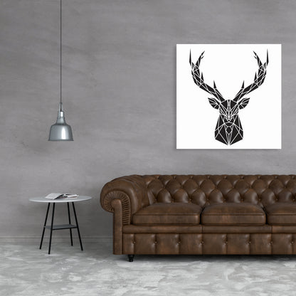 Geometric Deer Head Industrial Canvas - Modern Home Decor