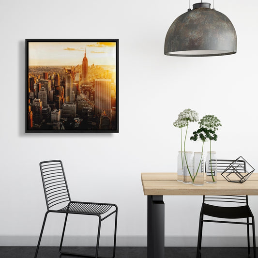 Toile Coucher de soleil à New York | Décoration de bâtiments de villes grises