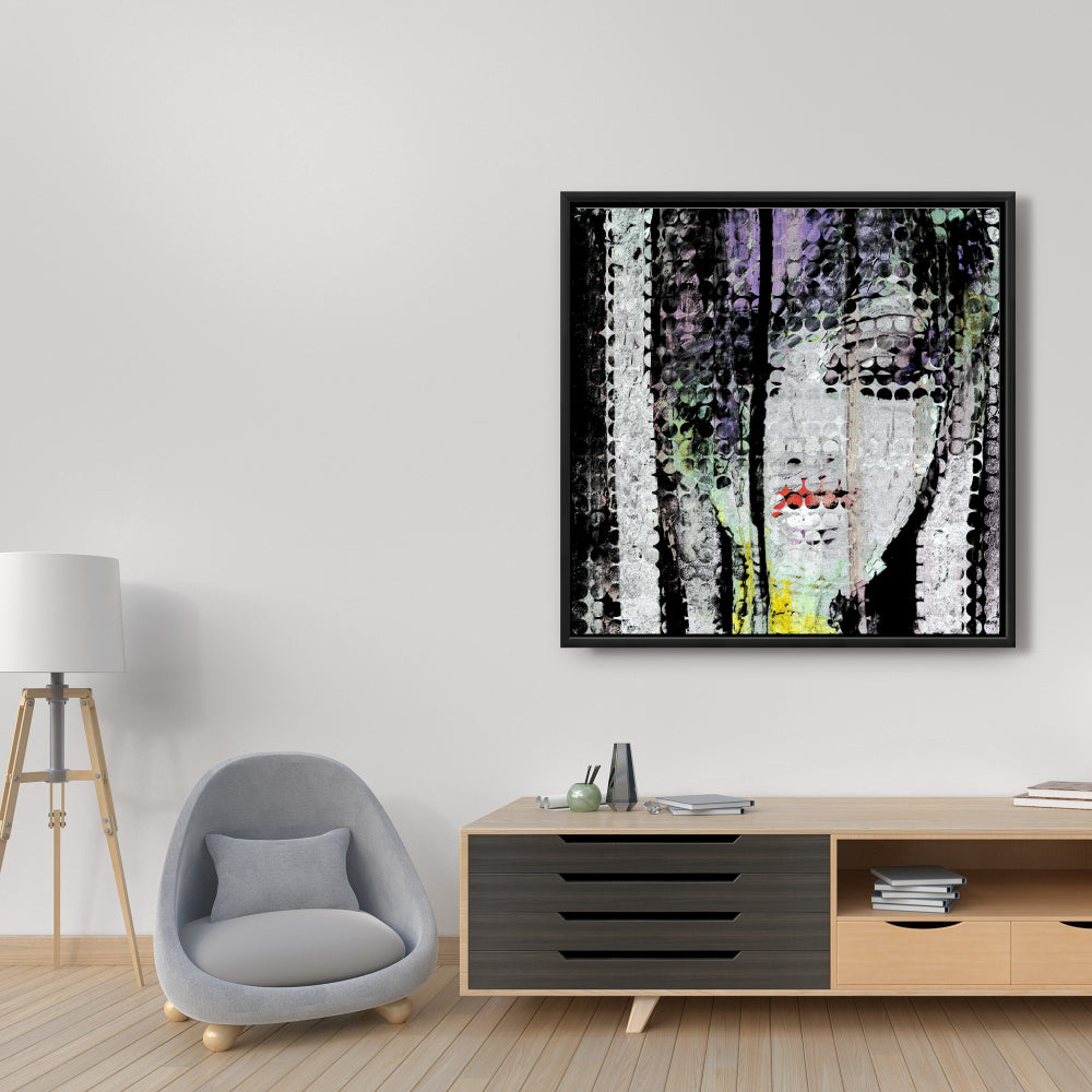 Abstract Colorful Woman Face Canvas | Black Woman Wall Art