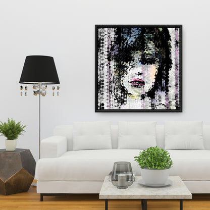 Toile figurative rétro | Visage de femme coloré pour chambre