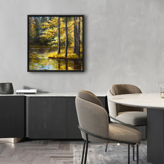 Toile de chambre Paysages bleus | Paysage d'automne au bord de l'eau